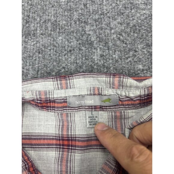 Horny Toad Shirt Womens Large Red Plaid Organic Cotton Button Down Long Sleeve - Picture 2 of 8